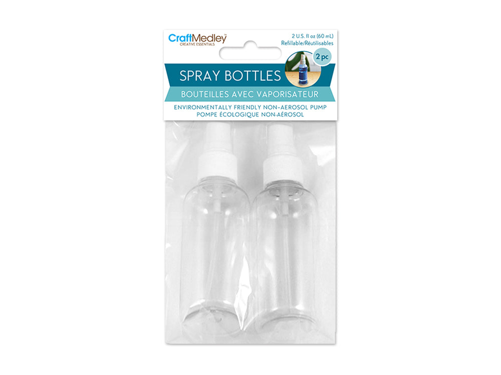 Plastic Bottles: 2oz Pump-Spray~ Refillable Screw-Top 2/pk