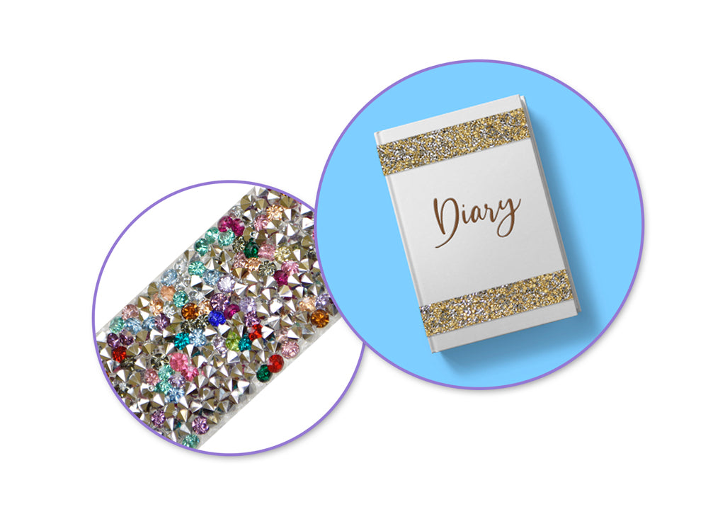 Paper Craft Sticker: 1"x12" Crushed Diamond Gem Borders x2 A) Rainbow