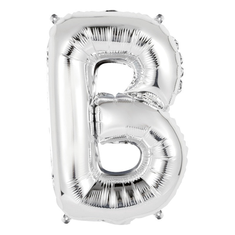 Silver Letter B Shaped Foil Balloon 14"  Packaged