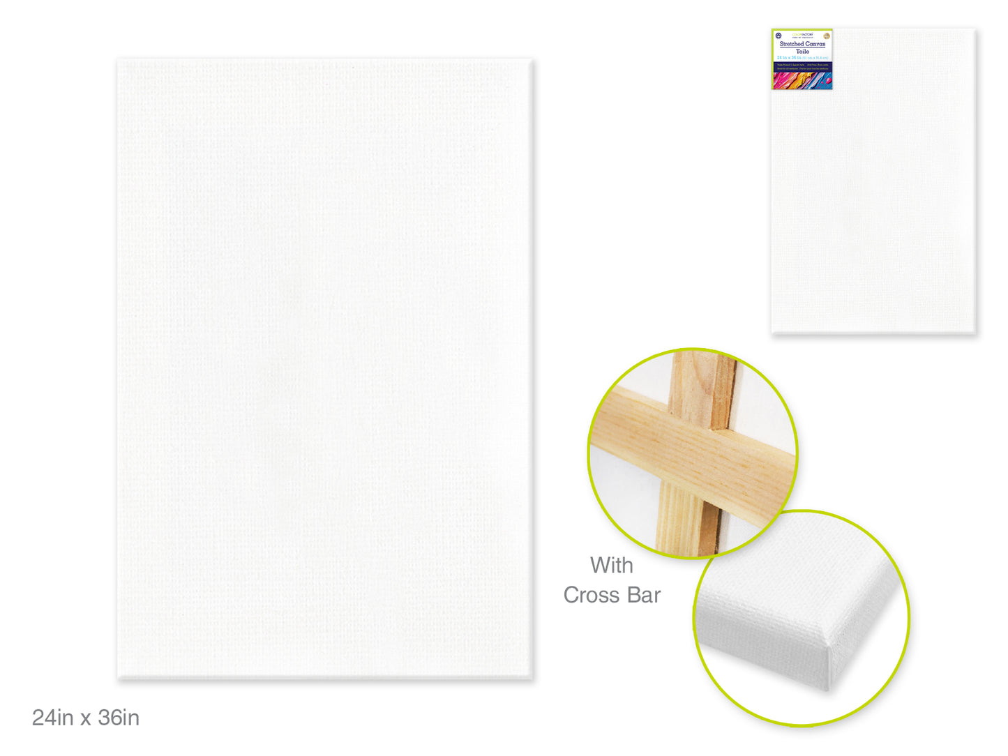 Stretch Artist Canvas: Rect. 24"x36" Primed Back-Stapled