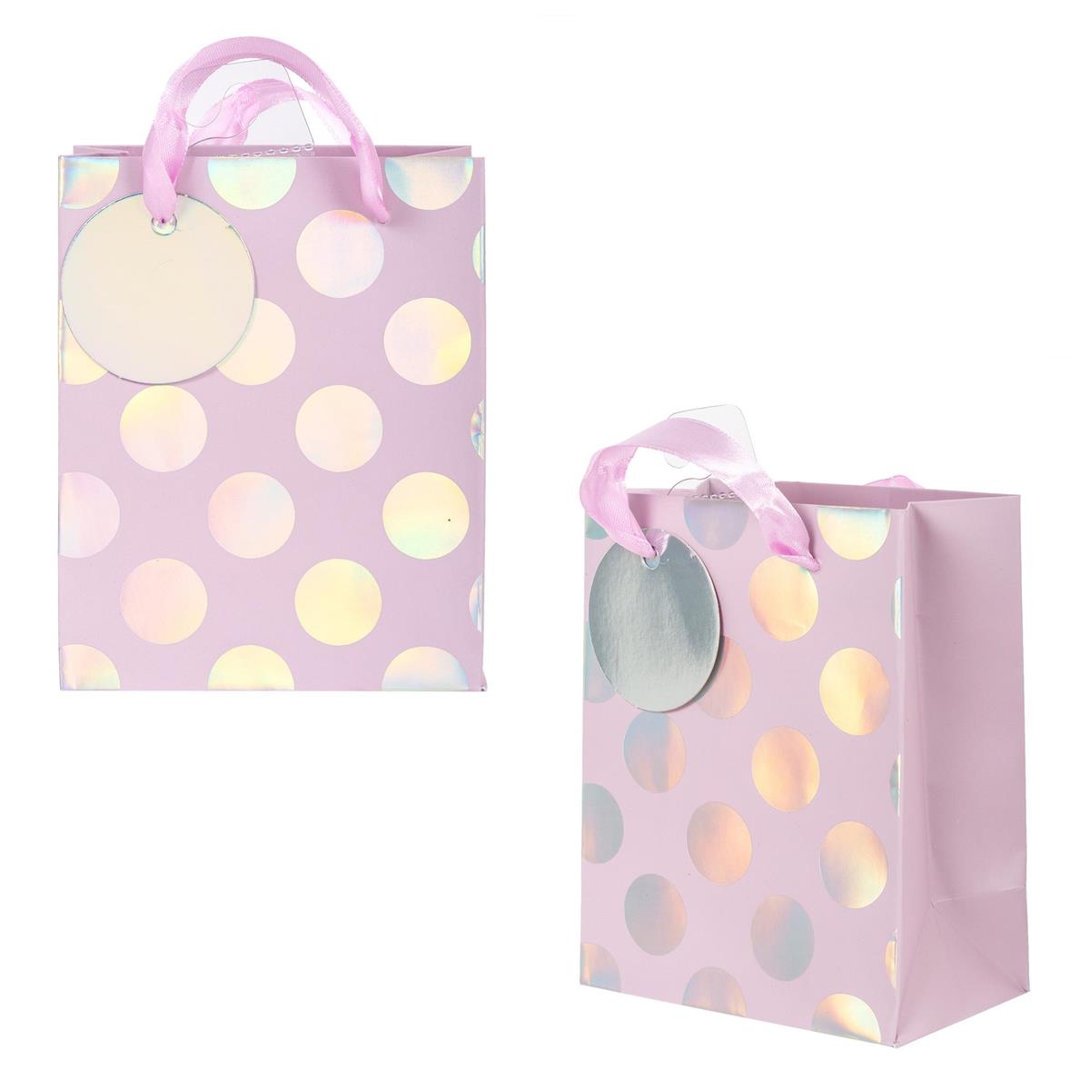 Paper T. Gift Bag, Small, Irid Dots, Matte/HS 157GSM, HS Tag +j-hook