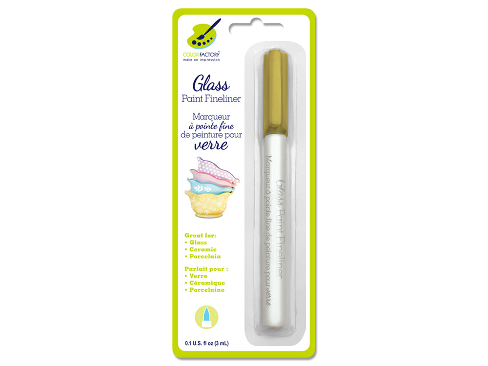 Color Factory: Glass Marker Ceramic/Porcelain Fineliner Permanent 3ml G) Metallic Gold