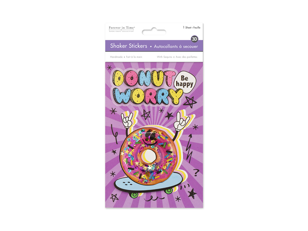 Handmade Sticker: 4.9"x7.3" 3D Shaker Series C) Donut Worry