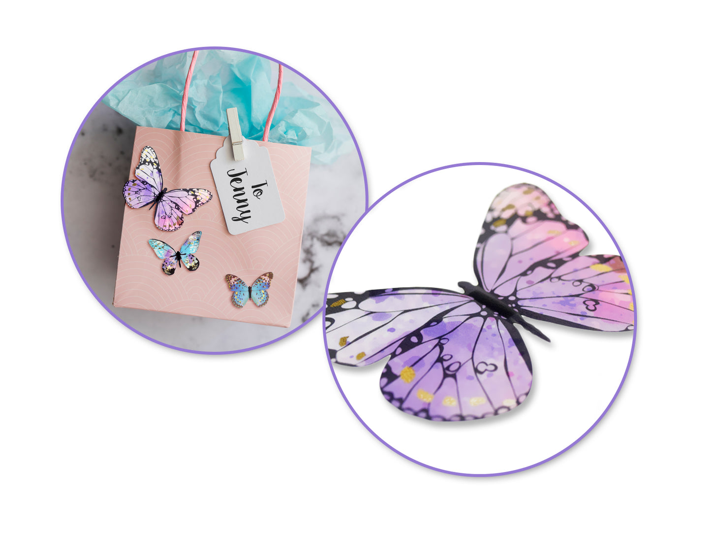 Paper Craft Sticker: 25.5cmx10cm 3D Butterflies B) Style 2