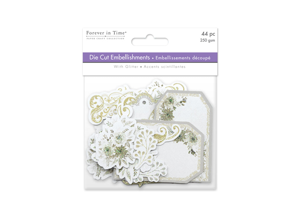 Paper Craft Embellishment: Glitter Die Cuts 250gsm I) Romance