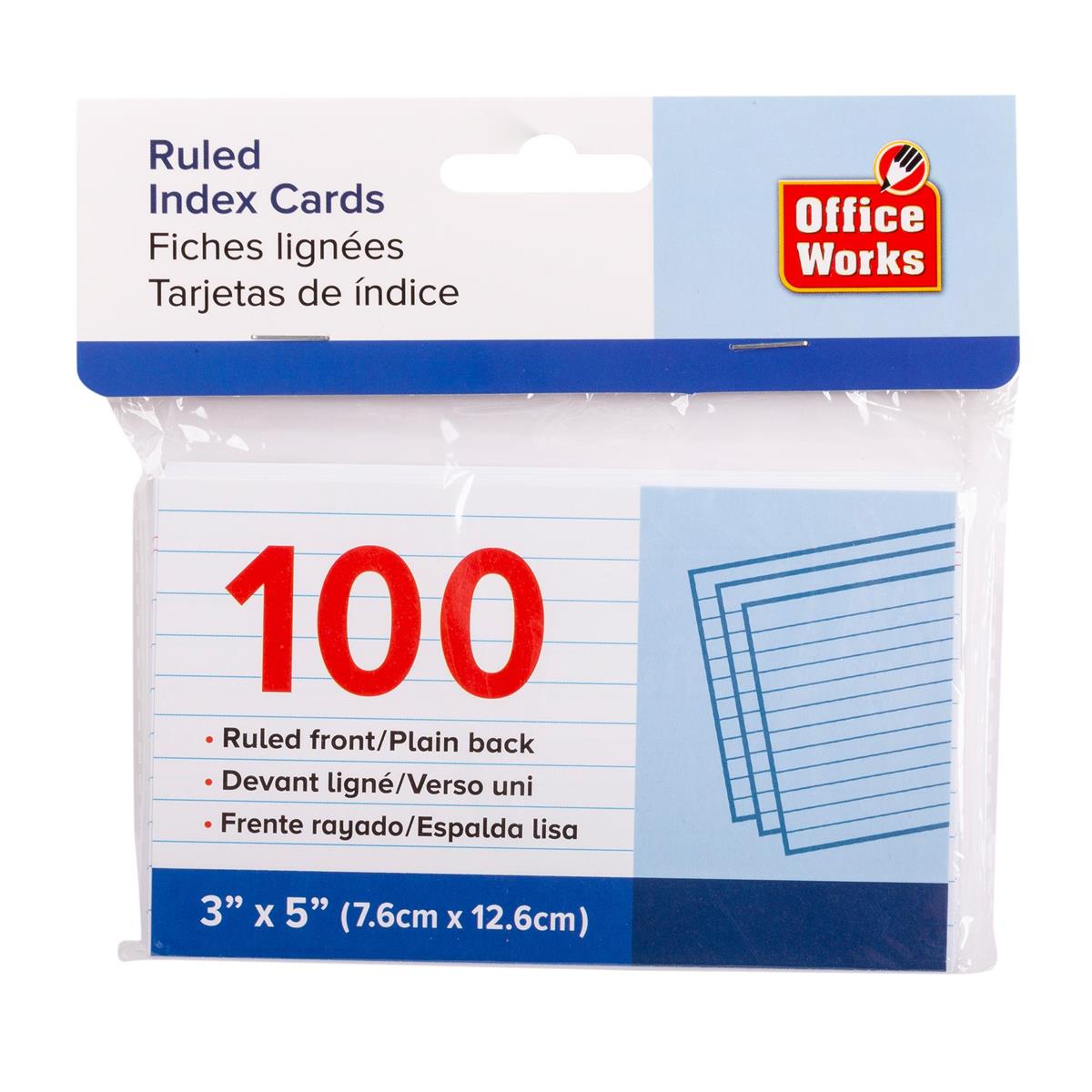 O.WKs.100-pc 3"x5" Index Card, pbh ruled., (SY97646)