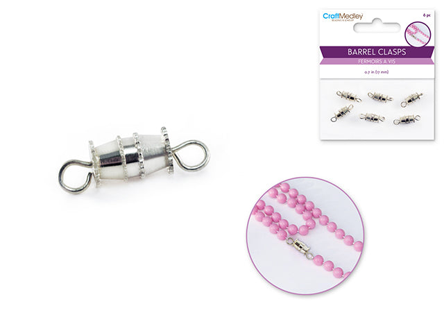 Jewelry Findings: 17mmx5.5mm Barrel Clasp x6 Tapered B) Silver