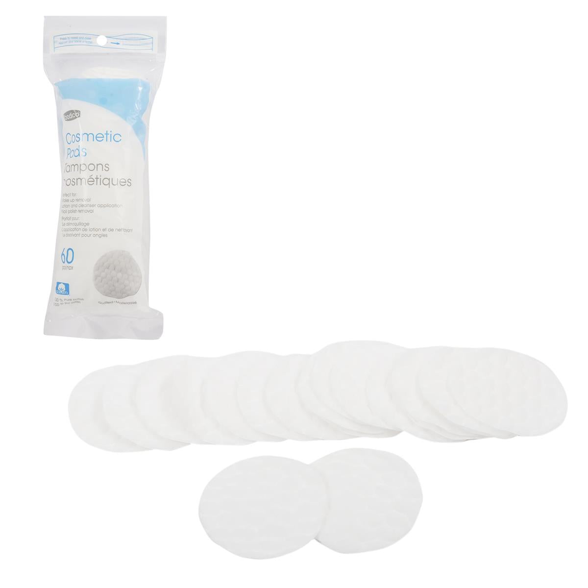 Bodico 60-pc small QUILTED cosmetic pads, 100% cotton(HZ)