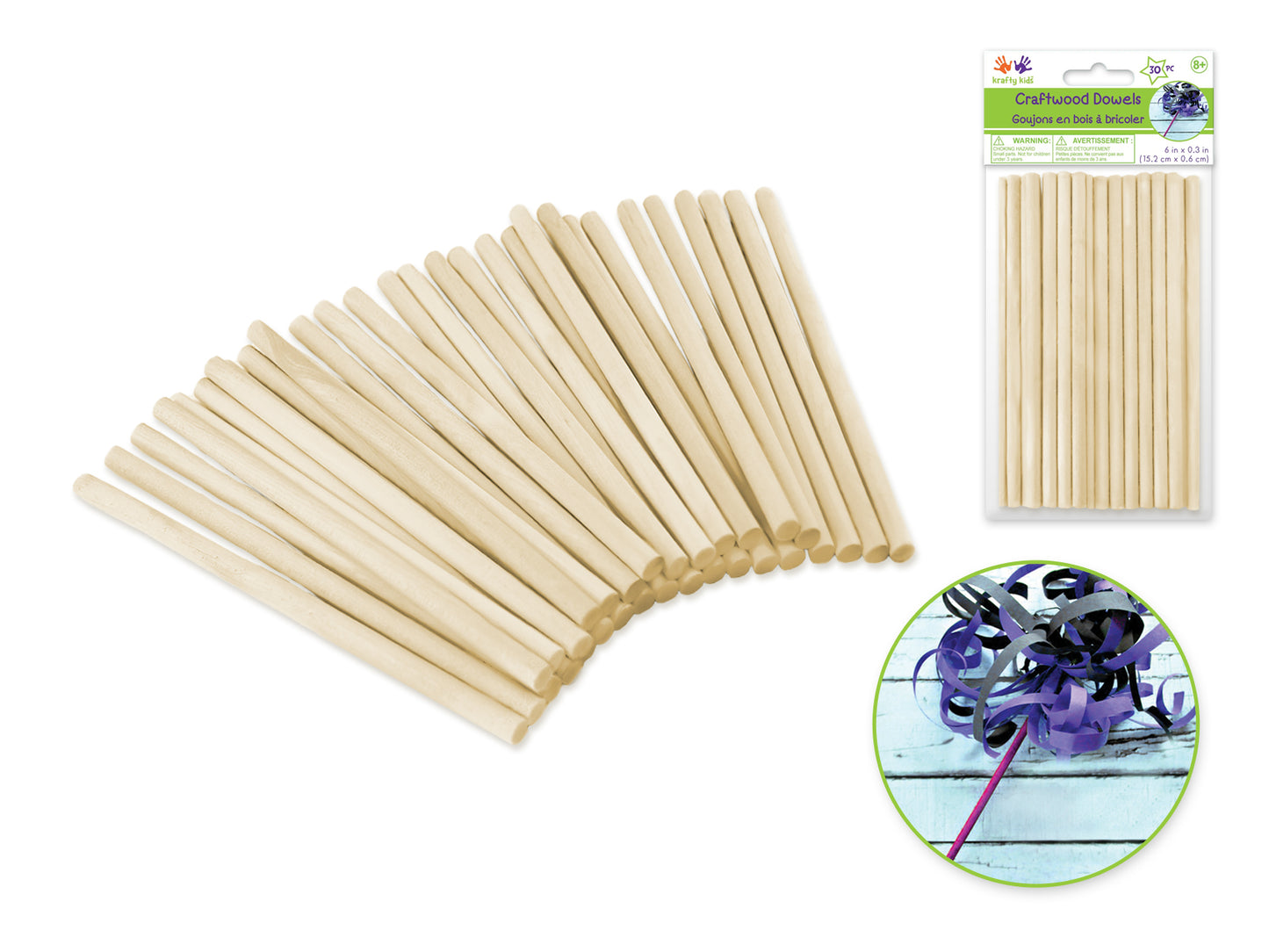 Craftwood: 1/4" (6.4mm) x 6" Natural Bamboo Dowel 30/pk