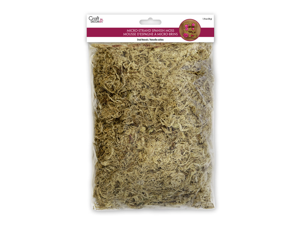 Craft Decor Dried Naturals: 1.76oz Micro-Strand Spanish Moss Natural