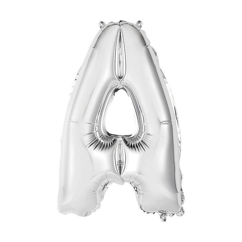 Silver Letter A Shaped Foil Balloon 14"  Packaged