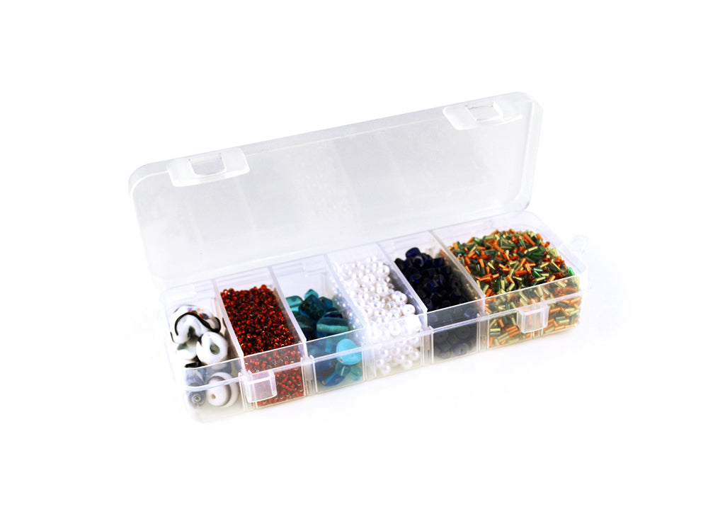 Craft/Bead Storage: 6.75"x2.25"x1 3/16" Organizer Box w/Lid+6 Dividers