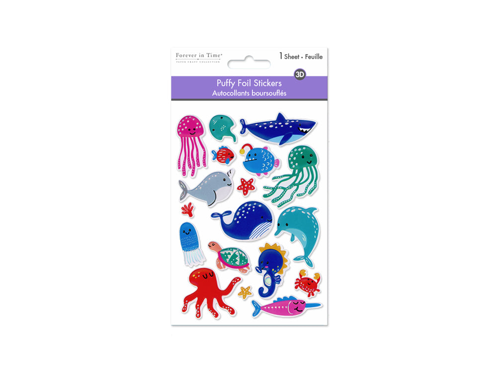 Paper Craft Stickers: 4.3"x6.1" Foil Puffy G) Sea World