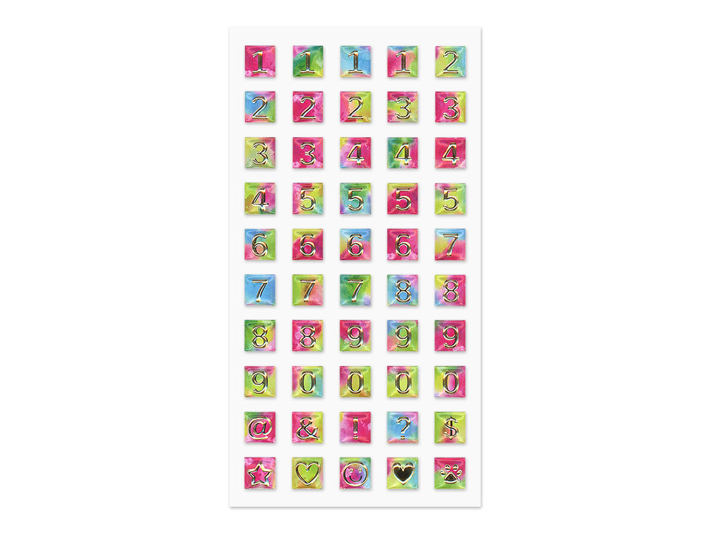 Paper Craft Sticker: 3.7"x6.9" 3D Pop-Up Foil Rainbow Effects E) Numbers