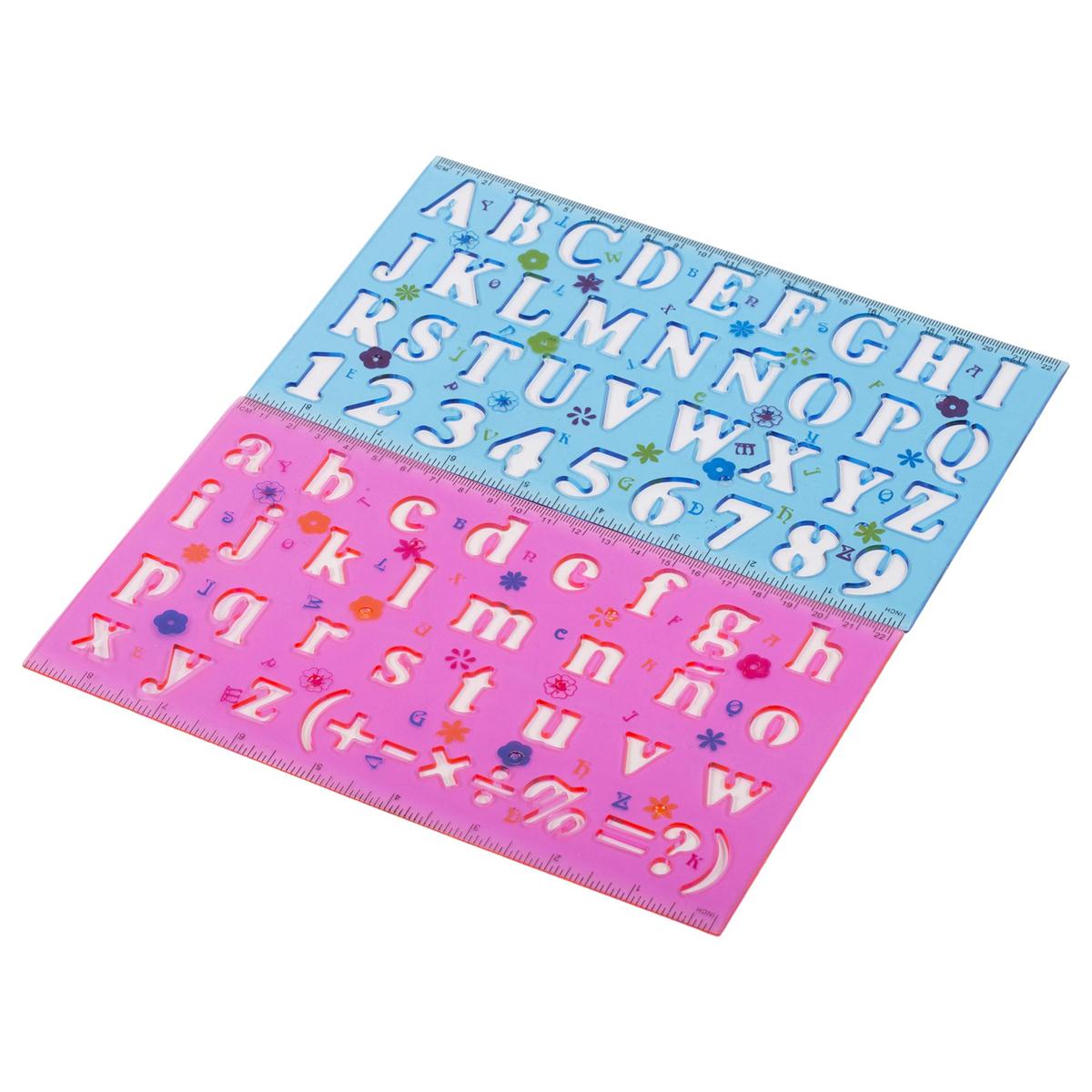 O.WKs. 2-Pc 5/8 & 7/8" Letter Stencil, 4 Colour, pbh FN96614)