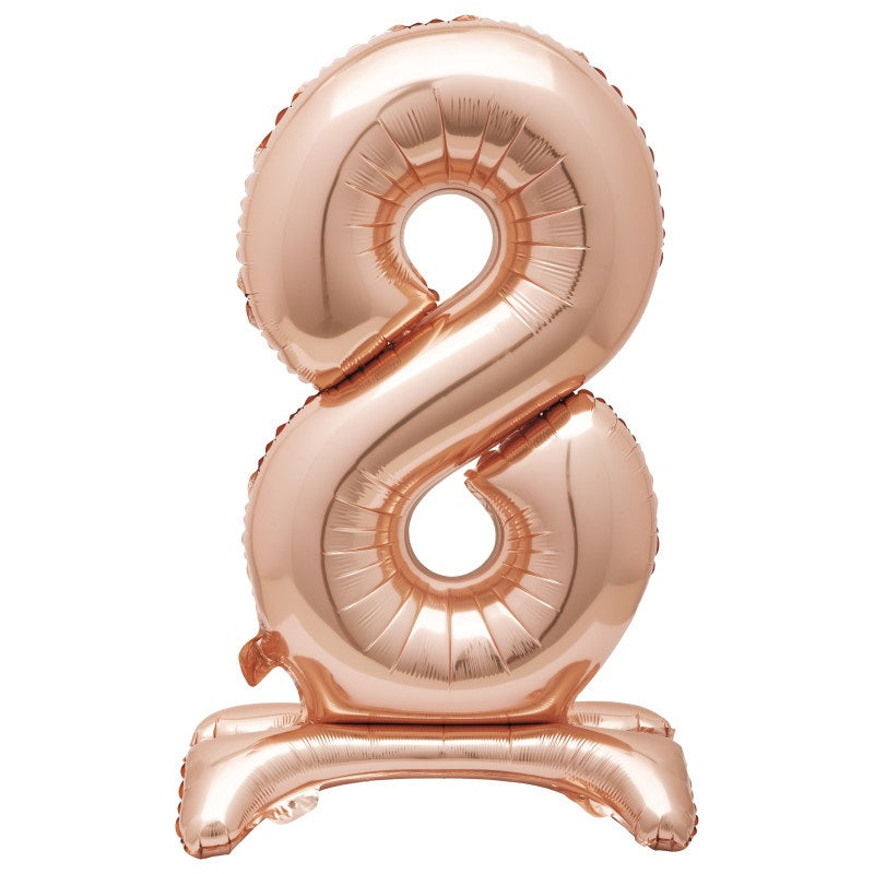 Rose Gold Number 8 Shaped Standing Foil Balloon 30"  Packaged