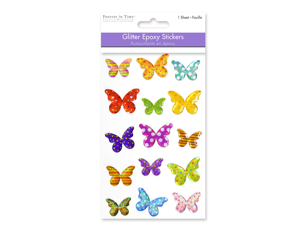 Paper Craft Sticker: 9.7cmx15.7cm Glitter Epoxy A) Butterfly Medley