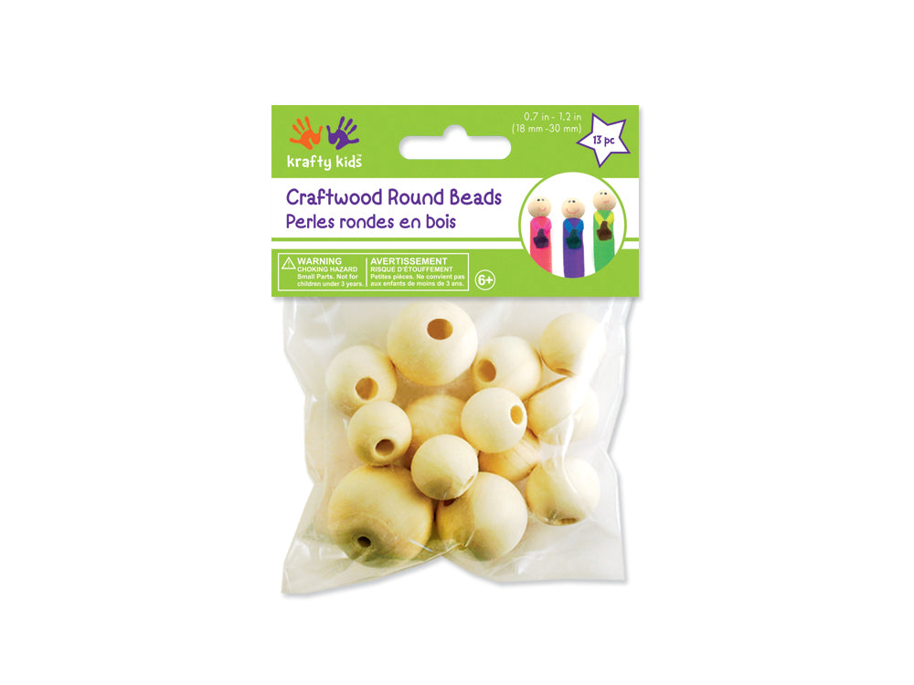 Craftwood: 18mm-30mm Asst Round Beads 13/pk Natural