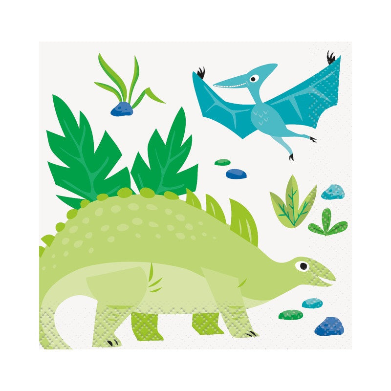 Blue & Green Dinosaur Beverage Napkins  16ct