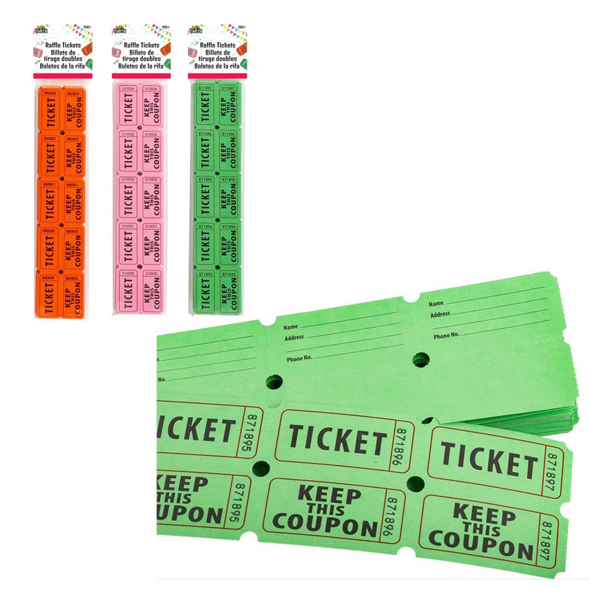 LET'S PARTY 200pcs Raffle Ticket 3 Colors