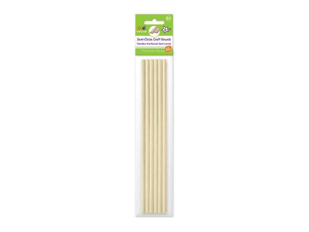 Craftwood: 3mm*6mm*30cm(L) Natural Semi-Circle Dowel x6