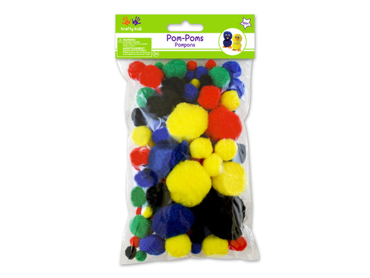 Krafty Kids: Pom-Poms Jumbo Pack x90 Primary Colors Asst