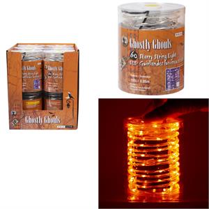 G.Ghouls 11.3' B/O 60 LED Rope Lights-Orange, w/try me,12/PDQ