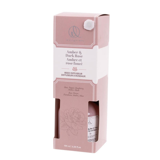 Enlighten 100ml Reed Diffuser, Amber + Dark Rose, Gift Boxed