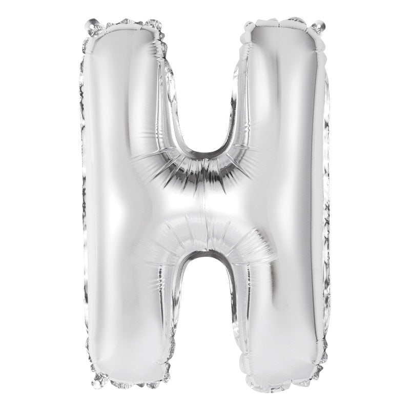 Silver Letter H Shaped Foil Balloon 14"  Packaged