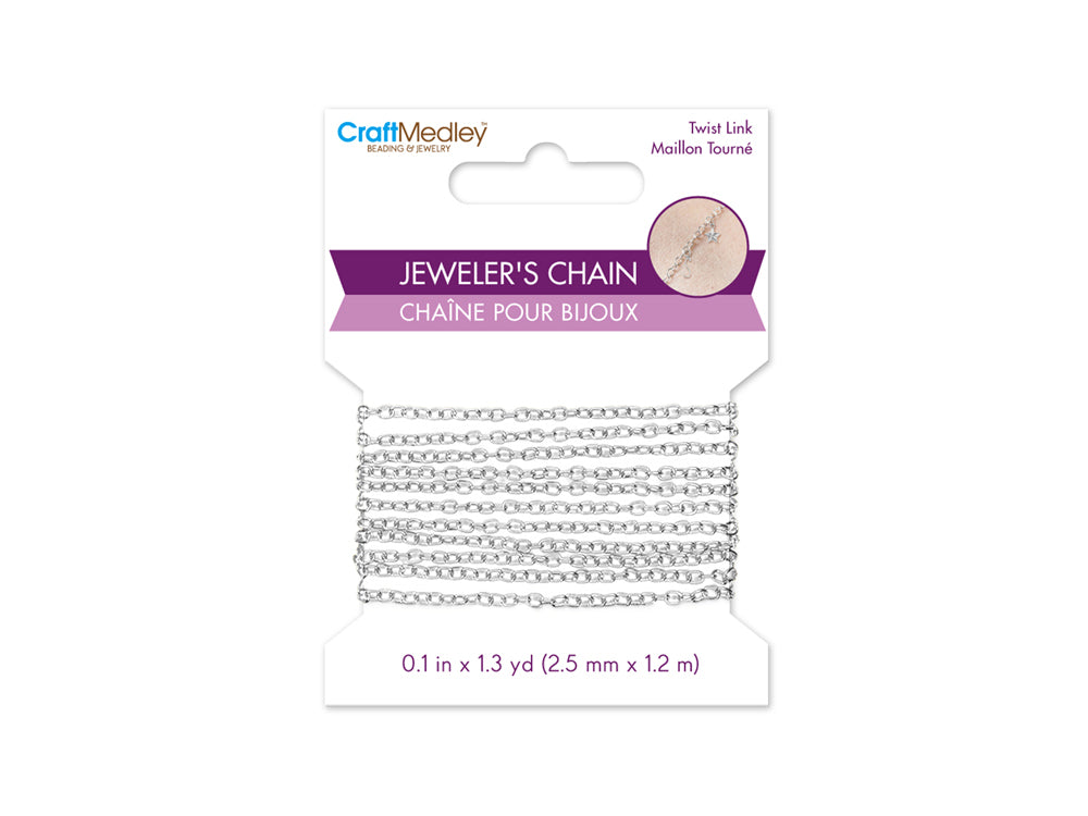 Jewelry Findings: 2.5mm x 1.2m Jeweler's Chain A) Silver