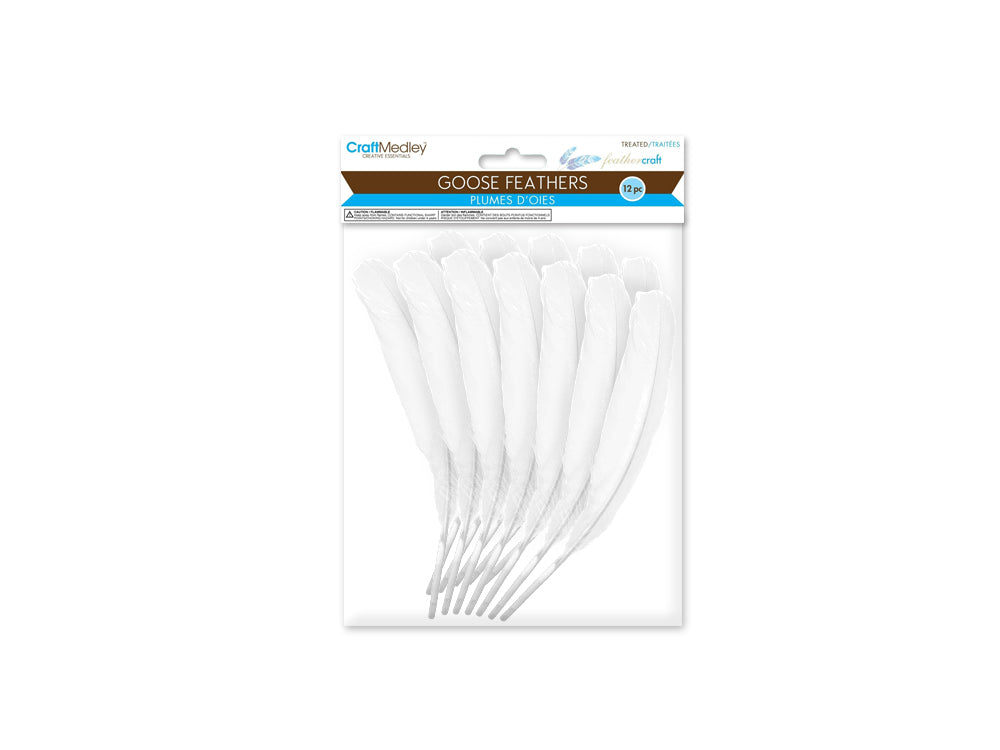 Feather Craft: 8" Goose Feathers x12 H) White