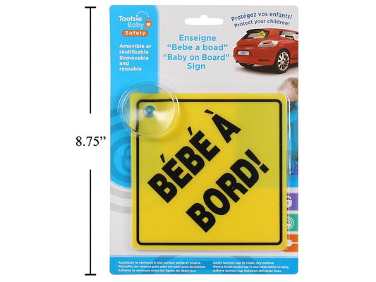 Tootsie Baby, BEBE A BORD! Sign w/Suction  Cup,b/c