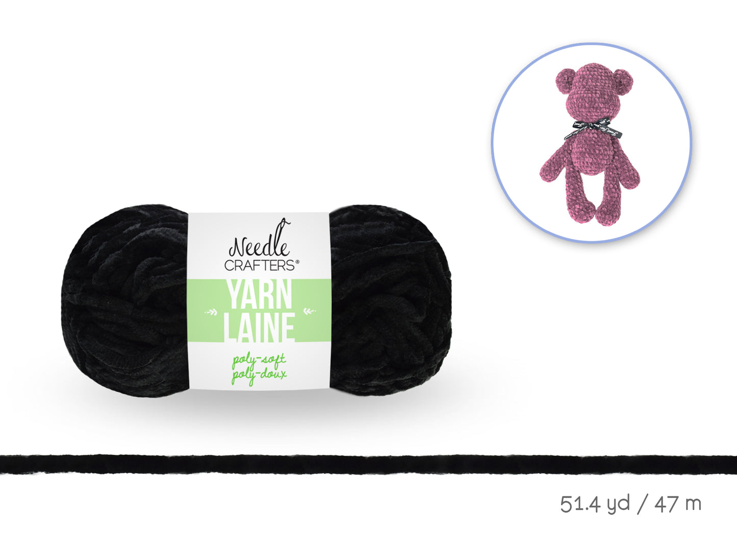 Needlecrafters: 50g Poly-Soft Yarn Ball H) Black