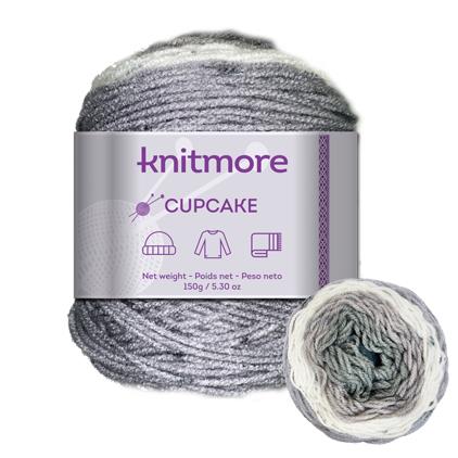CUPCAKE KNITTING YARN-GREY/BLACK TONES 150G/295 yr