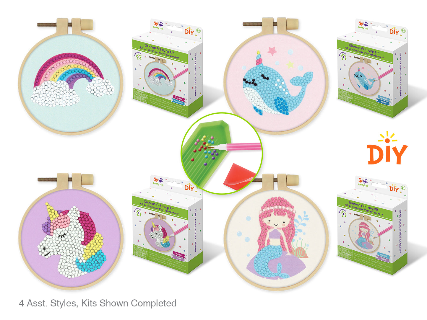 Krafty Kids Kit: Diamond Painting DIY Embroidery Hoop Kit Asst 8eax4style B) Fantasy Frolic