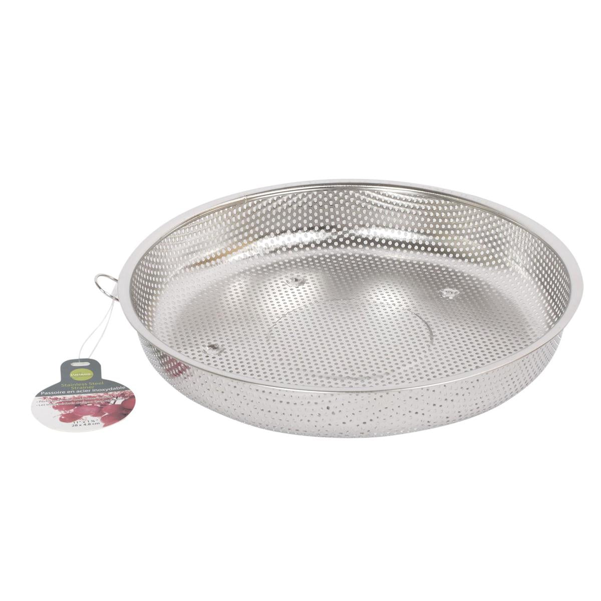 L.Gourmet 11"D Perforated Colander Stainless Steel, colour card