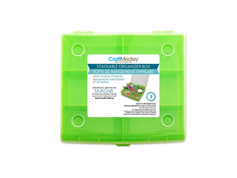 Craft/Bead Storage: 5.25x4.75x1.5" Stackable Organizer Box w/Lid