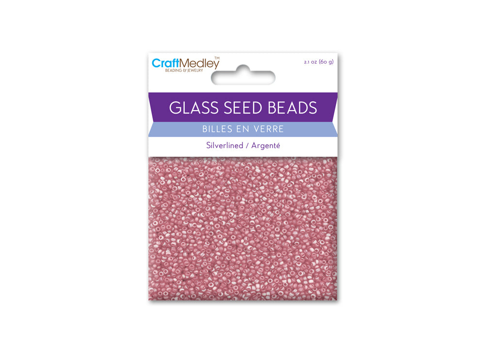 Glass Seed Beads: 12/0 Silverlined 60Gms P) Pink