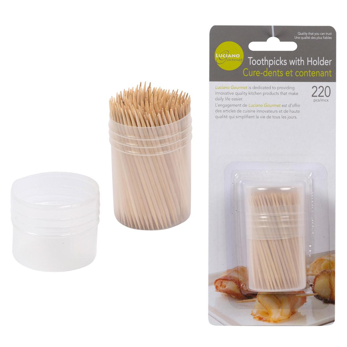 L.gourmet 220-pc Toothpicks w/ Holder, b/c (=#80090-HC)(CP)