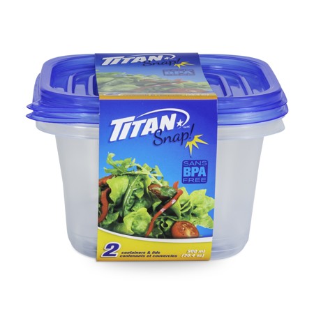 TITAN SNAP TALL SQUARE FOOD CONTAINER 900ML 2/PK