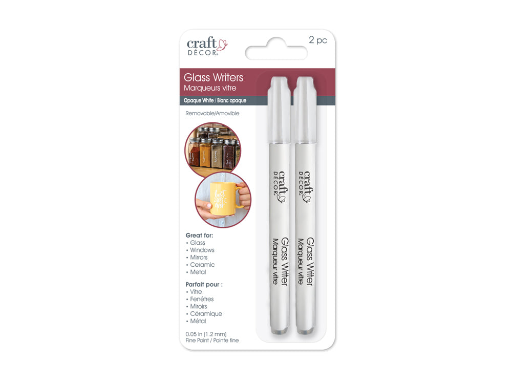 Craft Decor: Glass Writers x2 1.2Mm Fine Point Metallic C) White/White