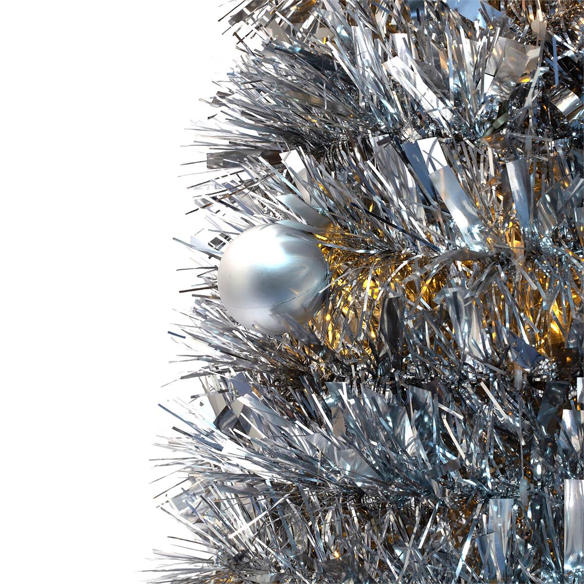 Deco N. 5ft Pop-Up Xmas Tree w/100 LED Lights & 36 balls, ETL, Silver, boxwhite box with color label