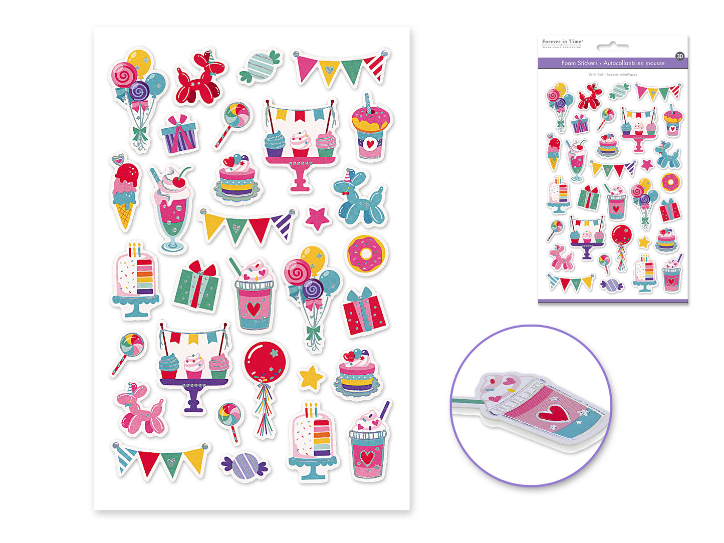 Paper Craft Sticker: 5.7"x9.8" 3D EVA with Foil B) Celebration