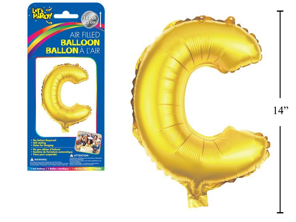 Let's Party "C" Gold Air Filled Balloon,14"