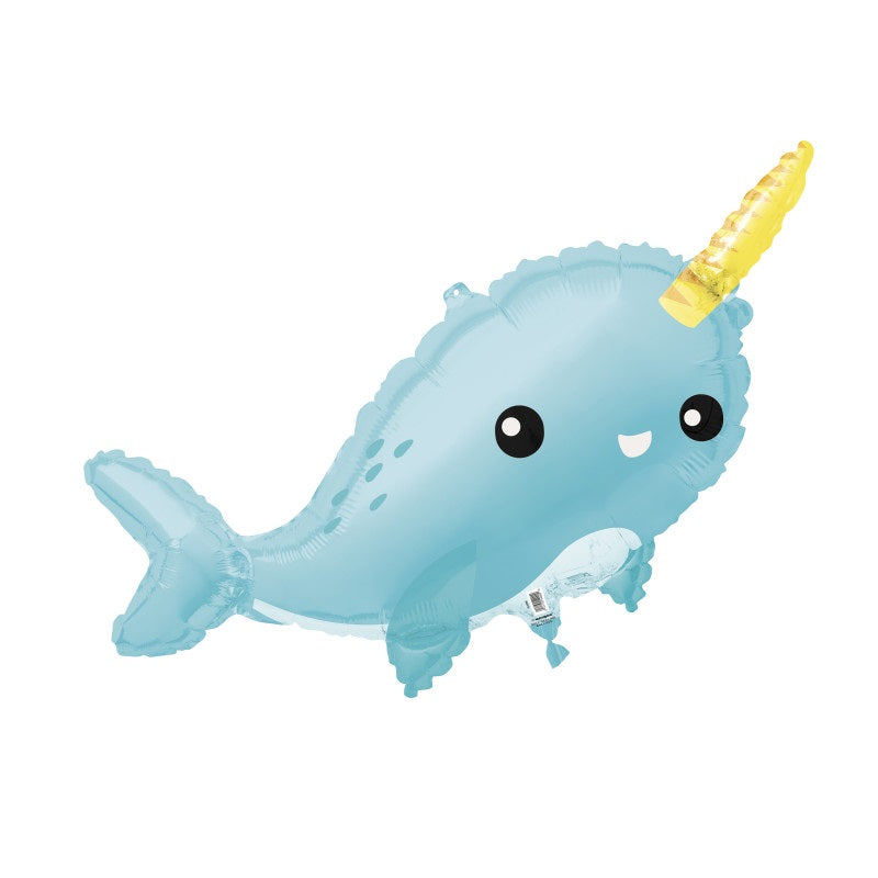 Giant Narwhal Foil Balloon 37"  Packaged