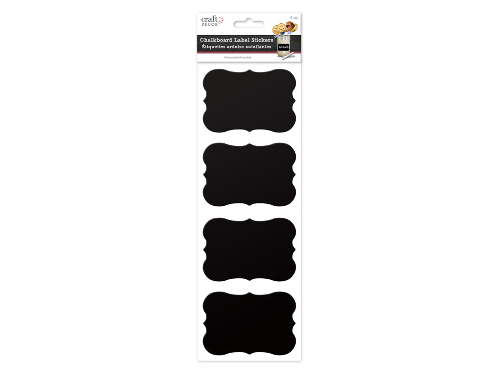 Craft Decor: 2.5"x3.75" Chalkboard Label Sticker x4 C) Style #3