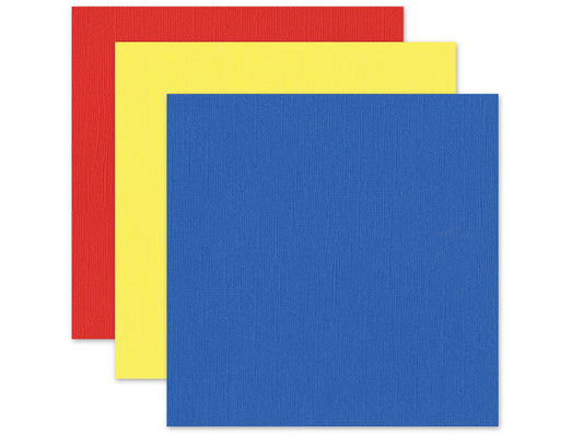 Scrapbook Paper: 12"x12" Textura Select Cardstock x3 Asst Pre-Packaged 06) Primaries