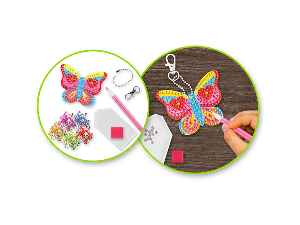 Krafty Kids Kit: Diamond Painting DIY Keychain Kit A) Butterfly