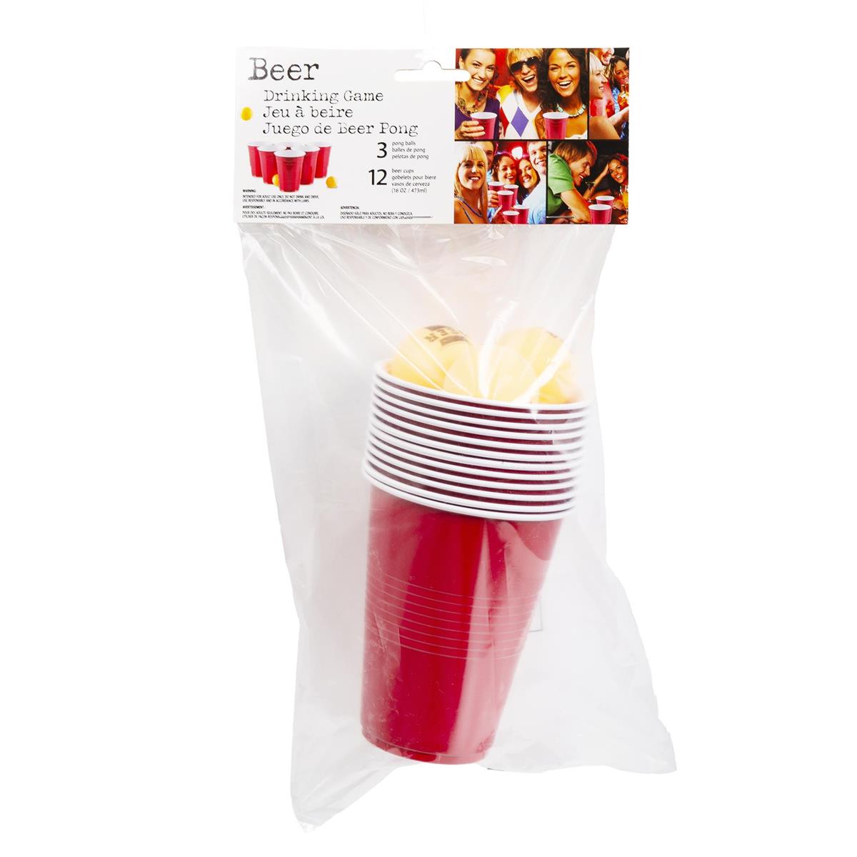 Beer Pong Party Game, 12 cups 16 oz each & 3 pong balls