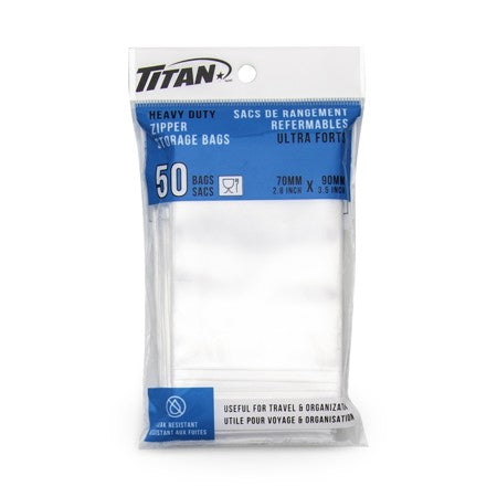 TITAN HEAVY DUTY ZIPPER STORAGE BAGS 70MM X 90MM 50 BAGS/PK